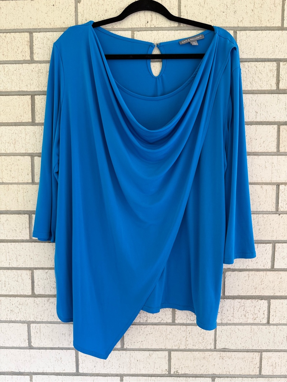 Kate & Mallory Electric Blue Draped Cowl Neck Top